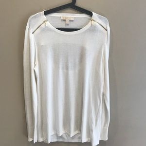 White long sleeve with zippers and back opening